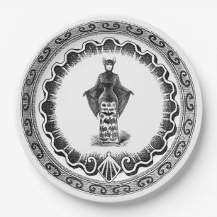 Funky Vintage Bat Lady Paper Plate