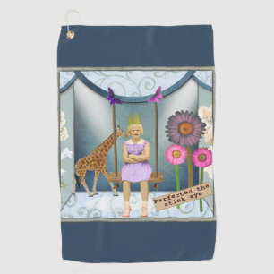 Funky Vintage Kid Altered Art Collage  Golf Towel