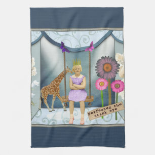 Funky Vintage Kid Altered Art Collage Kitchen Towel