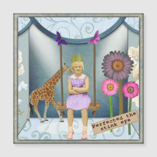 Funky Vintage Kid Altered Art Magnetic Card