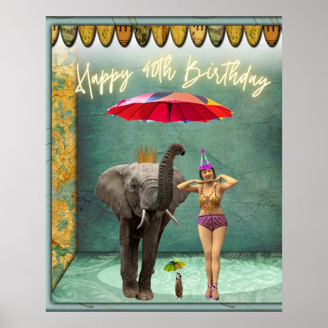 Funky Vintage Party Girl 40th Birthday  Poster (Front)