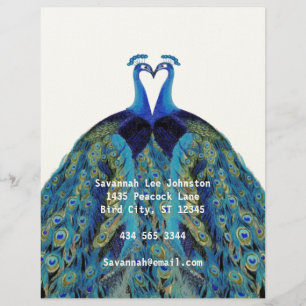 Funky Vintage Peacocks Kissing Letterhead