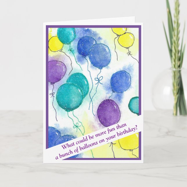 Funky Watercolor Balloons Carte d'anniversaire (Devant)