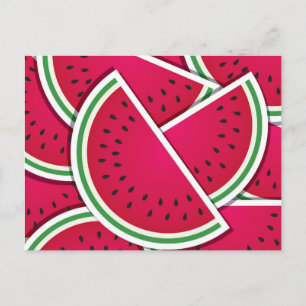 Funky watermelon wedges postcard