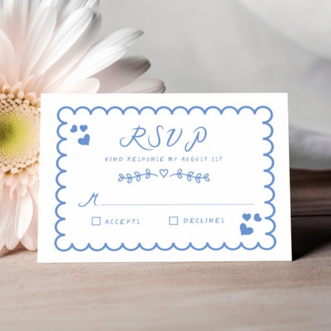 Funky Wave Doodle Illustrated Hand Written Wedding RSVP Card (Creator Uploaded)