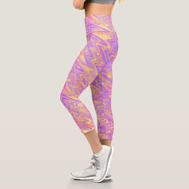 Funky Waves Capri Leggings (Left)