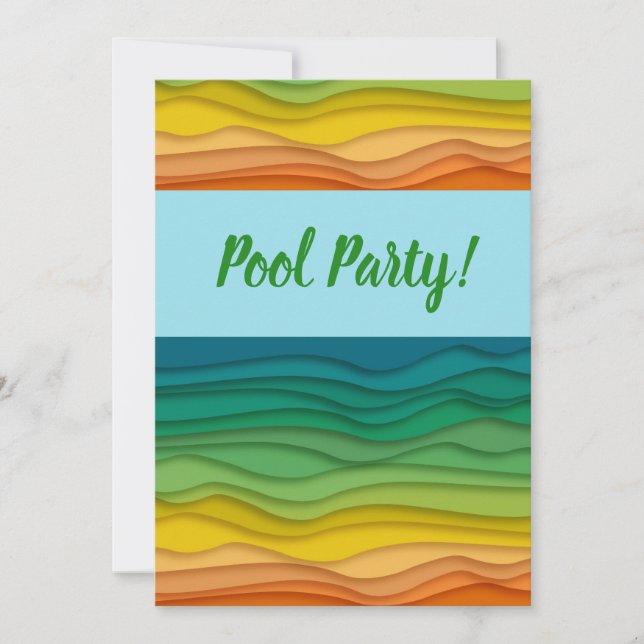 Funky Waves Hawaiian Teen Pool Party Birthday Invitation (Front)