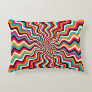 Funky wavy multicolored sunburst background art. 7 accent pillow