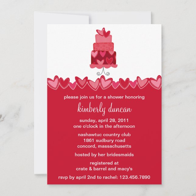 Funky Wedding Cake Bridal Shower Invitation (Front)