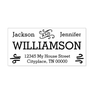 Funky Whimsical Chic Bride and Groom Address Self-inking Stamp