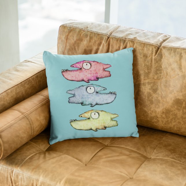 Funky Whimsical fish  Throw Pillow (Creator Uploaded)