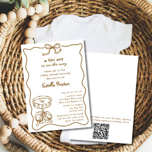 Funky Whimsical Martini QR Code Baby Shower Invitation