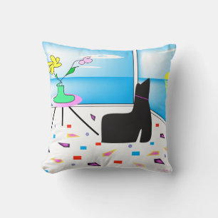Funky Whimsical Miami Abstract Colourful Throw Pillow