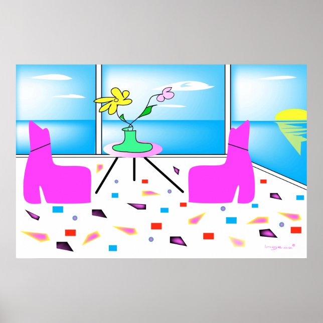 Funky Whimsical Miami Colourful Poster (Front)