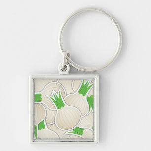 Funky white onions keychain