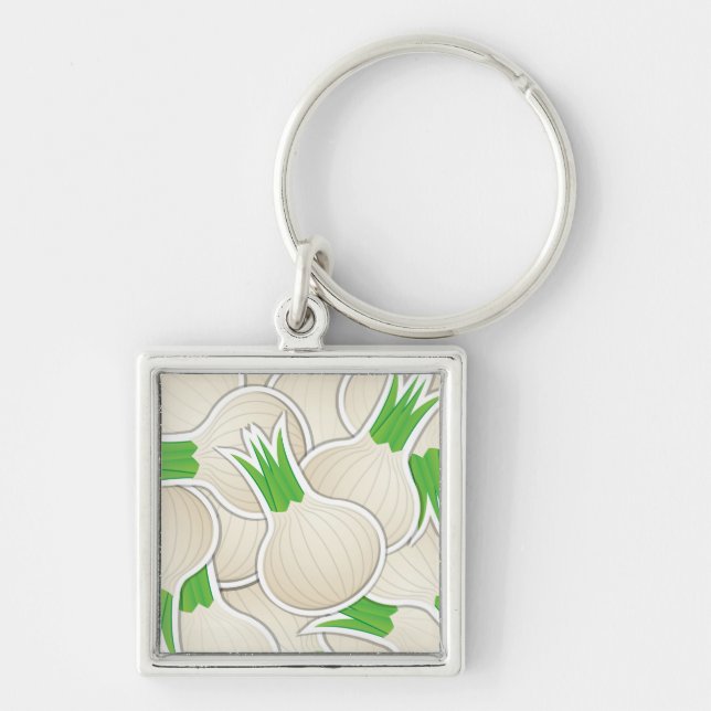 Funky white onions keychain (Front)