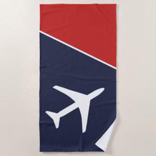 Funky White Plane Airplane Pilot Aviation Beach Towel
