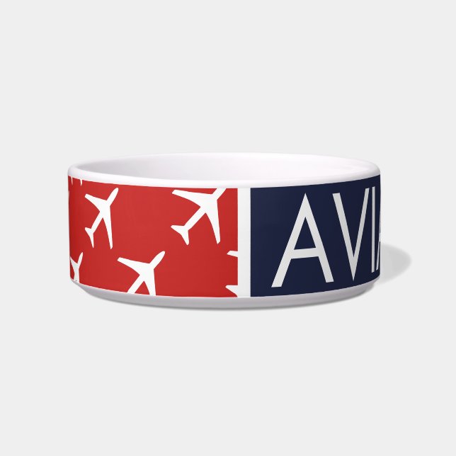 Funky White Plane Airplane Pilot Aviation Bowl (Left)