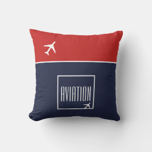 Funky White Plane Airplane Pilot Aviation Cushion