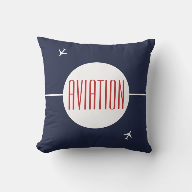 Funky White Plane Airplane Pilot Aviation Cushion (Front)