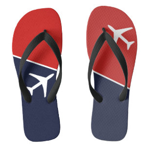 Funky White Plane Airplane Pilot Aviation Flip Flops