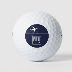 Funky White Plane Airplane Pilot Aviation Golf Balls