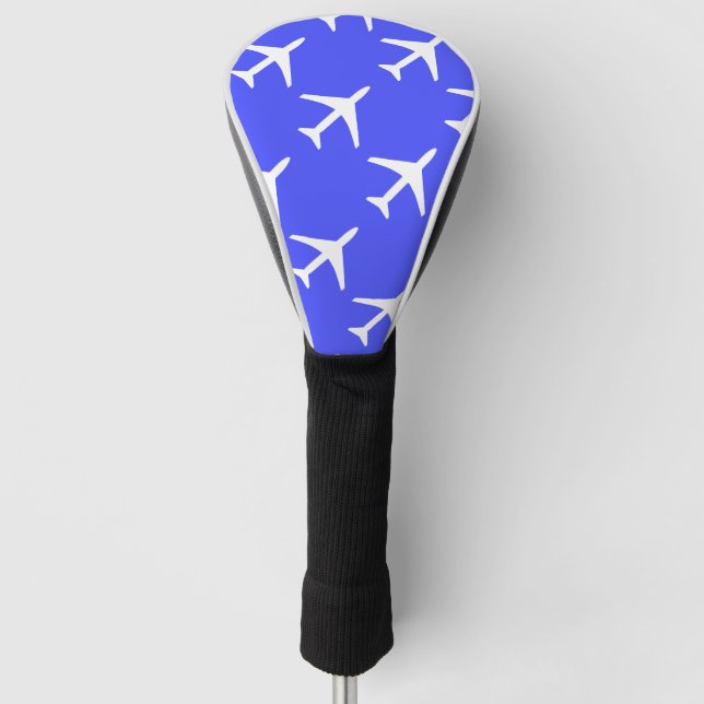 Funky White Plane Airplane Pilot Aviation Golf Head Cover (Front)