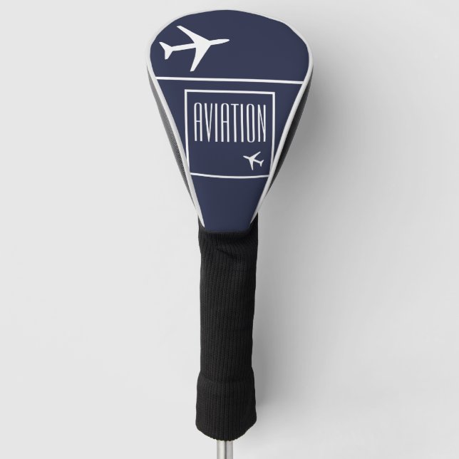 Funky White Plane Airplane Pilot Aviation Golf Head Cover (Front)