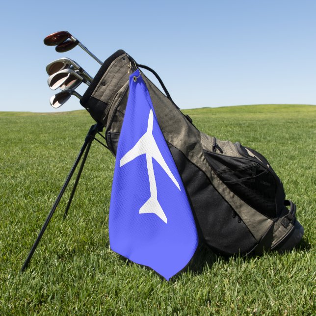 Funky White Plane Airplane Pilot Aviation Golf Towel (Green)