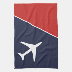 Funky White Plane Airplane Pilot Aviation Kitchen Towel