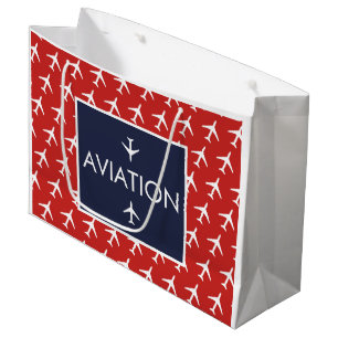 Funky White Plane Airplane Pilot Aviation Large Gift Bag