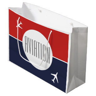 Funky White Plane Airplane Pilot Aviation Large Gift Bag