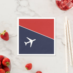 Funky White Plane Airplane Pilot Aviation Napkin