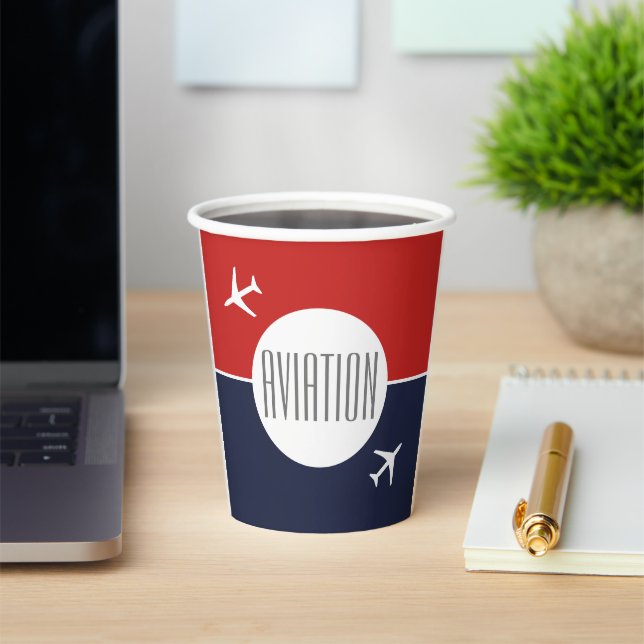 Funky White Plane Airplane Pilot Aviation Paper Cups (Insitu)
