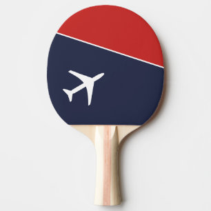Funky White Plane Airplane Pilot Aviation Ping Pong Paddle
