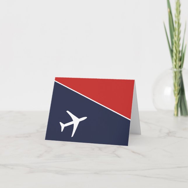 Funky White Plane Airplane Pilot Aviation Thank You Card (Front)