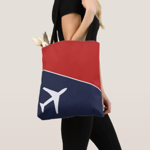 Funky White Plane Airplane Pilot Aviation Tote Bag