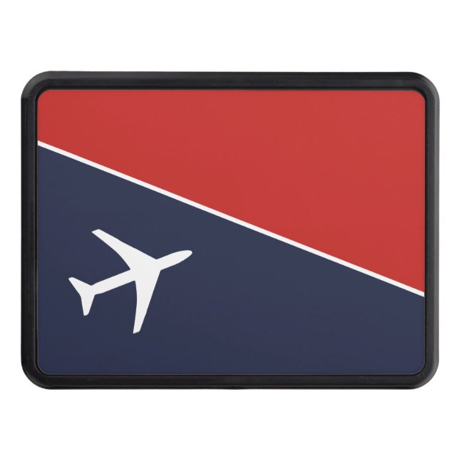 Funky White Plane Airplane Pilot Aviation Trailer Hitch Cover (Front)
