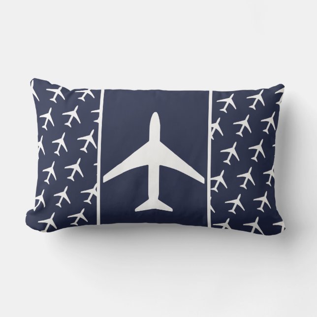 Funky White Plane Airplane Pilot Flying Cushion (Front)