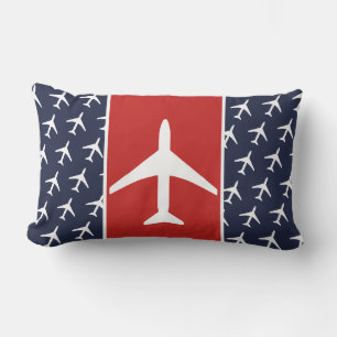 Funky White Plane Airplane Pilot Flying Cushion