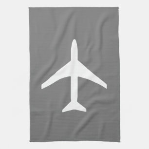 Funky White Plane Airplane Pilot Flying Kitchen Towel
