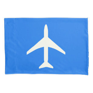 Funky White Plane Blue Background Pilot Aviation Pillowcase