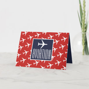 Funky White Plane Pilot Aviation Greeting Card