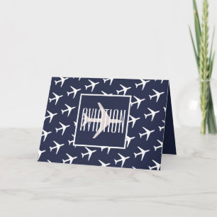 Funky White Plane Pilot Aviation Greeting Card