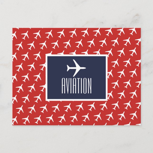Funky White Plane Pilot Aviation Postcard (Front)