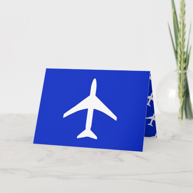 Funky White Plane Pilot Flying Greeting Card (Front)