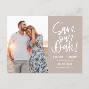Funky Writing EDITABLE COLOR Save Our Date Postcard