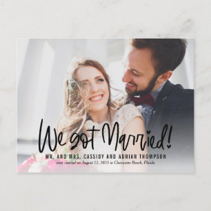 Funky Writing EDITABLE COLOR Wedding Announcement Postcard
