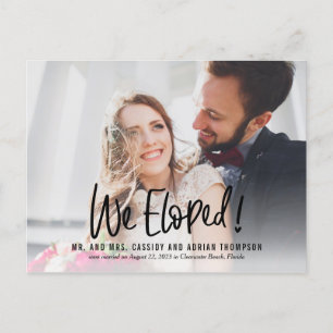 Funky Writing EDITABLE COLOR Wedding Elopement Postcard