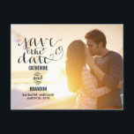 Funky Writing Save The Date Announcement Postcard<br><div class="desc">Modern and stylish save the date cards from Berry Berry Sweet Designs. Visit our designs showroom at WWW.BERRYBERRYSWEET.COM</div>